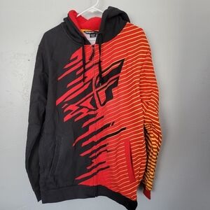 Fly Racing NWT Men's Large Black Red Orange Jacket Full Zip Hooded Half Color
